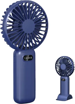Portable Handheld Fan, 5 Speed Personal Handheld fan and Desktop with Base, USB Rechargeable Battery Operated Mini Small Hand Fan With LED Display for Travel Indoor Outdoor USB desktop fan for workspace
