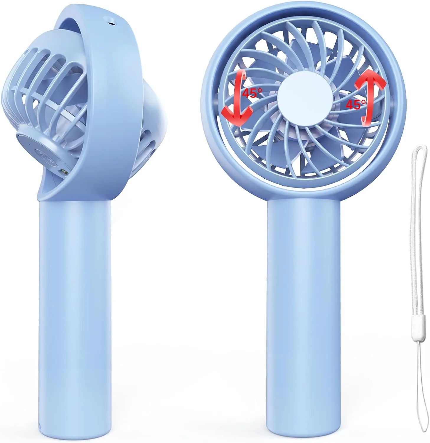 Portable Handheld Fan-90Adjustable Wind Direction, 3 Speed Settings, Quiet USB Rechargeable Mini Fan, Summer Essential for Stylish Women/Men/Pets, Indoor & Outdoor Use Mini handheld fan for personal cooling