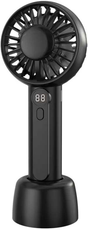 Portable Handheld Fan, Dual-Blade Powerful Mini Fan,with Base 2000mAh with 3 Speeds for Hot Flashes, Outdoor Activities, Travel (Black) Mini handheld fan for personal cooling