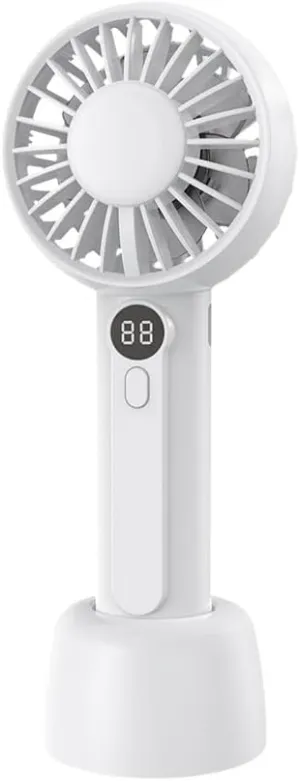 Portable Handheld Fan, Dual-Blade Powerful Mini Fan,with Base 2000mAh with 3 Speeds for Hot Flashes, Outdoor Activities, Travel (White) Mini handheld fan for personal cooling