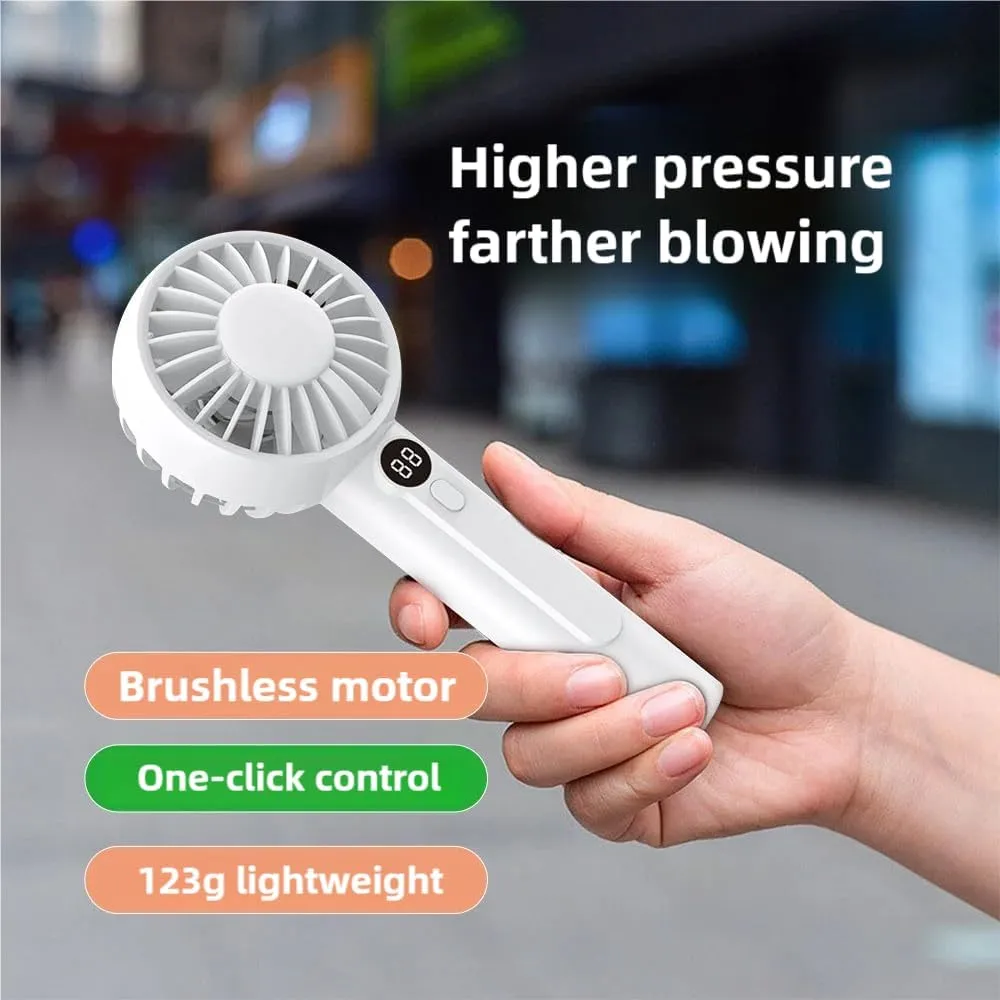 Portable Handheld Fan, Dual-Blade Powerful Mini Fan,with Base 2000mAh with 3 Speeds for Hot Flashes, Outdoor Activities, Travel(Deep Blue)