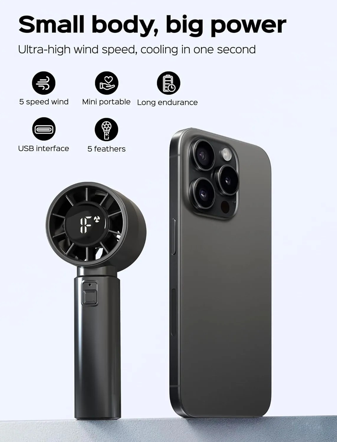 Portable Handheld Fan - High Speed Cooling, USB Rechargeable Mini Fan with 4000mAh Battery 12 Hours Battery Life for Beach Travel Vacation.