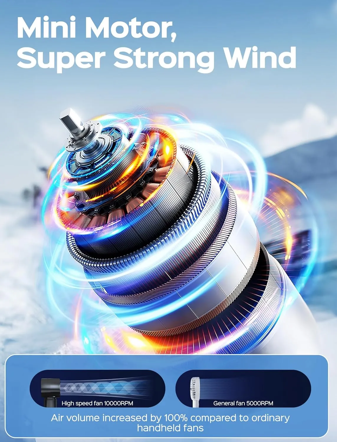 Portable Handheld Fan, High-Speed Personal mini Fan, USB Rechargeable 4000mAh Battery Digital Display Perfect for Beach, Travel and Vacation