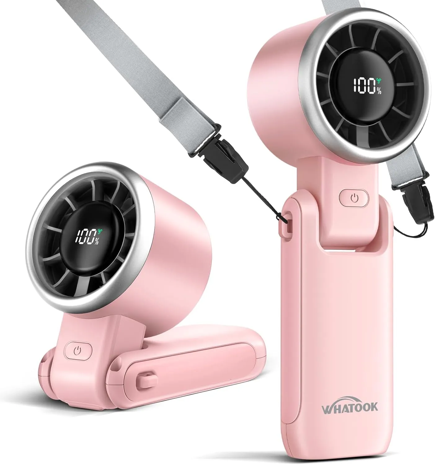 Portable Handheld Fan: Personal Fans with Air Turbo Tech, 5 Speeds Led Display, USB Rechargeable Battery Powered, 12 Hours Max, Mini Fan for Makeup, Concerts, Beaches, Travel (Pink) Mini handheld fan for personal cooling