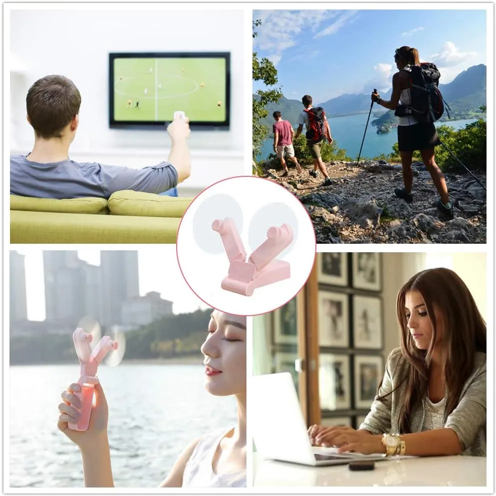 Portable Handheld Fan, Personal Mini Pocket Hand Held Fan USB Rechargeable for Woman Girls Outdoor Travel, Dual Head with 2 Speed Strong Wind (Pink)