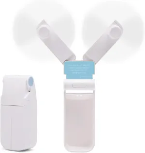 Portable Handheld Fan, Personal Mini Pocket Hand Held Fan USB Rechargeable for Woman Girls Outdoor Travel, Dual Head with 2 Speed Strong Wind (White) Fan with safety blade design