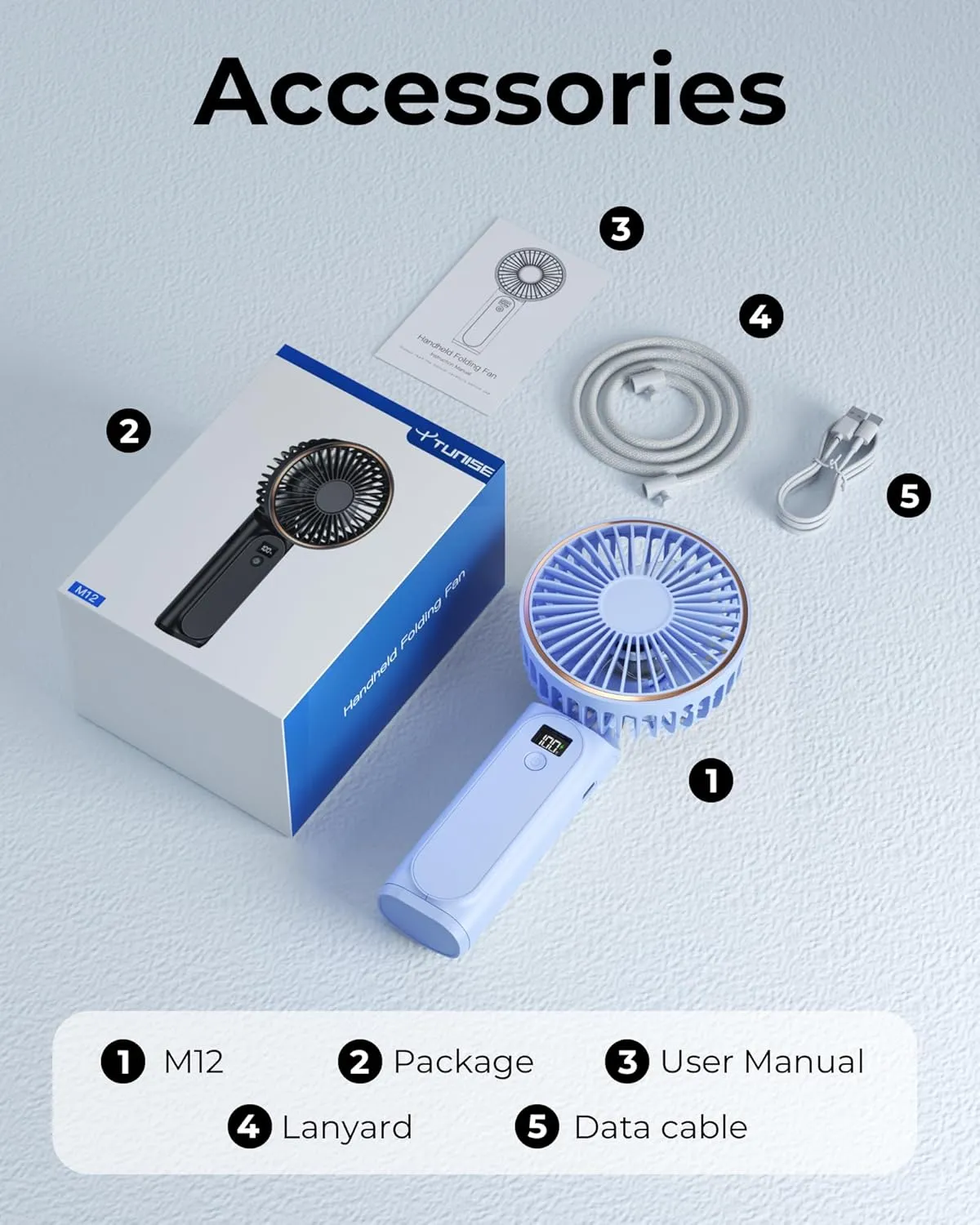 Portable Handheld Fan, Portable Fan Rechargeable, 4000mAh, 180 Adjustable, 6 Speed Wind, Display Electricity in Real Time, USB Rechargeable Foldable Fan, Quiet Personal Fan as Power Bank
