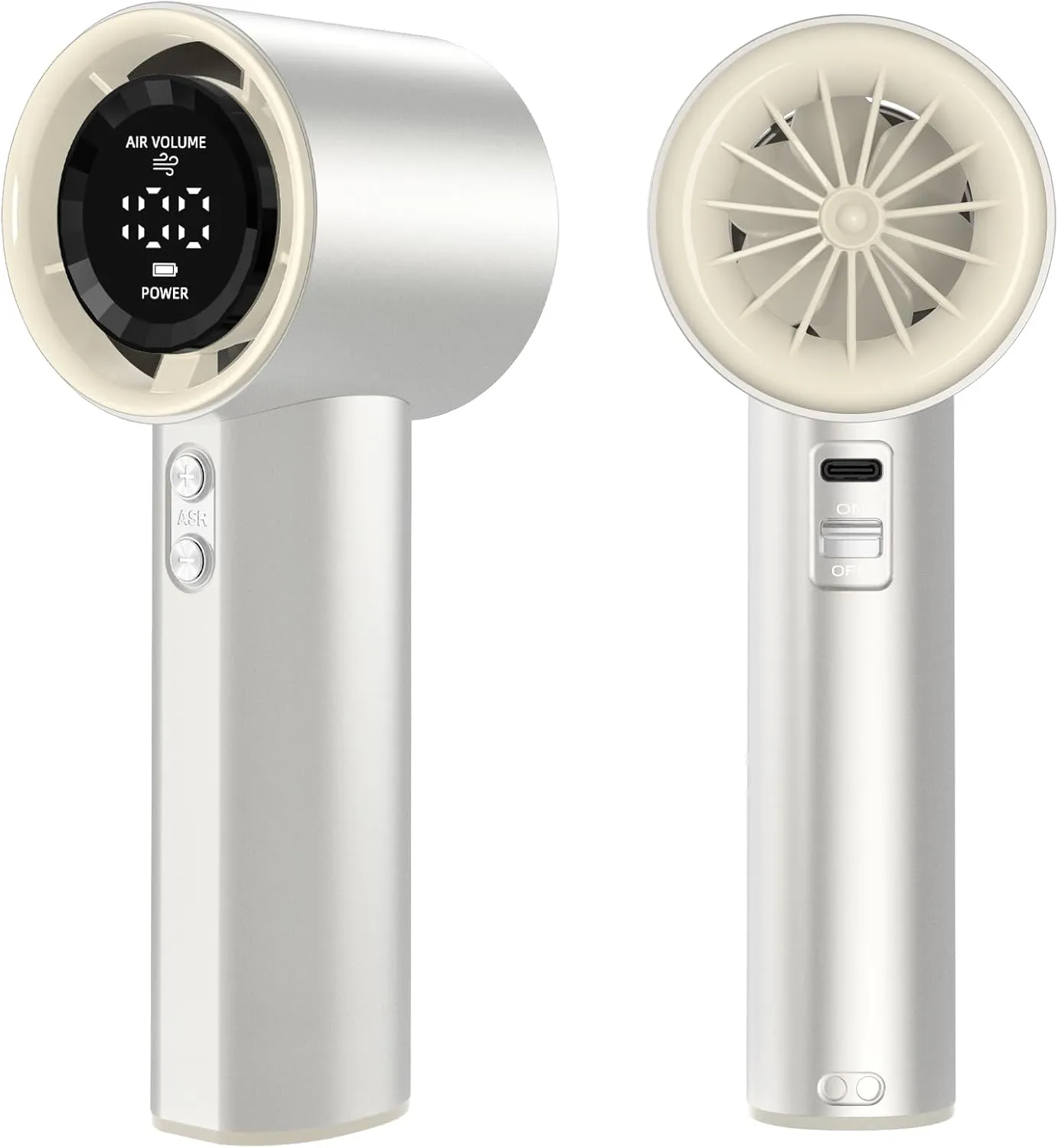 Portable Handheld Fan, Speed (1-100) Adjustable Turbo Personal, 4000mAh Battery Rechargeable Cooling Fan, Digital Display, Gifts for Women Men Travel/Camping/Outdoor (Starlight/Beige) Mini handheld fan for personal cooling