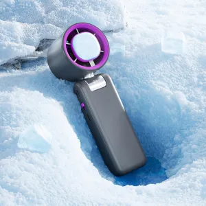 Portable Handheld Fan Turbo for Travel, Mini Personal Rechargeable Fans, Extreme Ice Cooling Plate,Led Display, 1-100 Speed,Up to 20h Use,Foldable Lash Fan,Perfect Gifts for Women,ChildGrey Purple Mini handheld fan for personal cooling