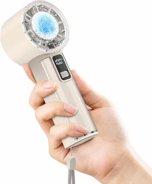 Portable Handheld Fan with Ice Cooler, 21H Max Cooling,9500RPM High Speed,100 Speeds, Small Pocket Turbo Design,Digital Display, Rechargeable Personal Handheld AC Fan for Travel Outdoor Office Commute Mini handheld fan for personal cooling