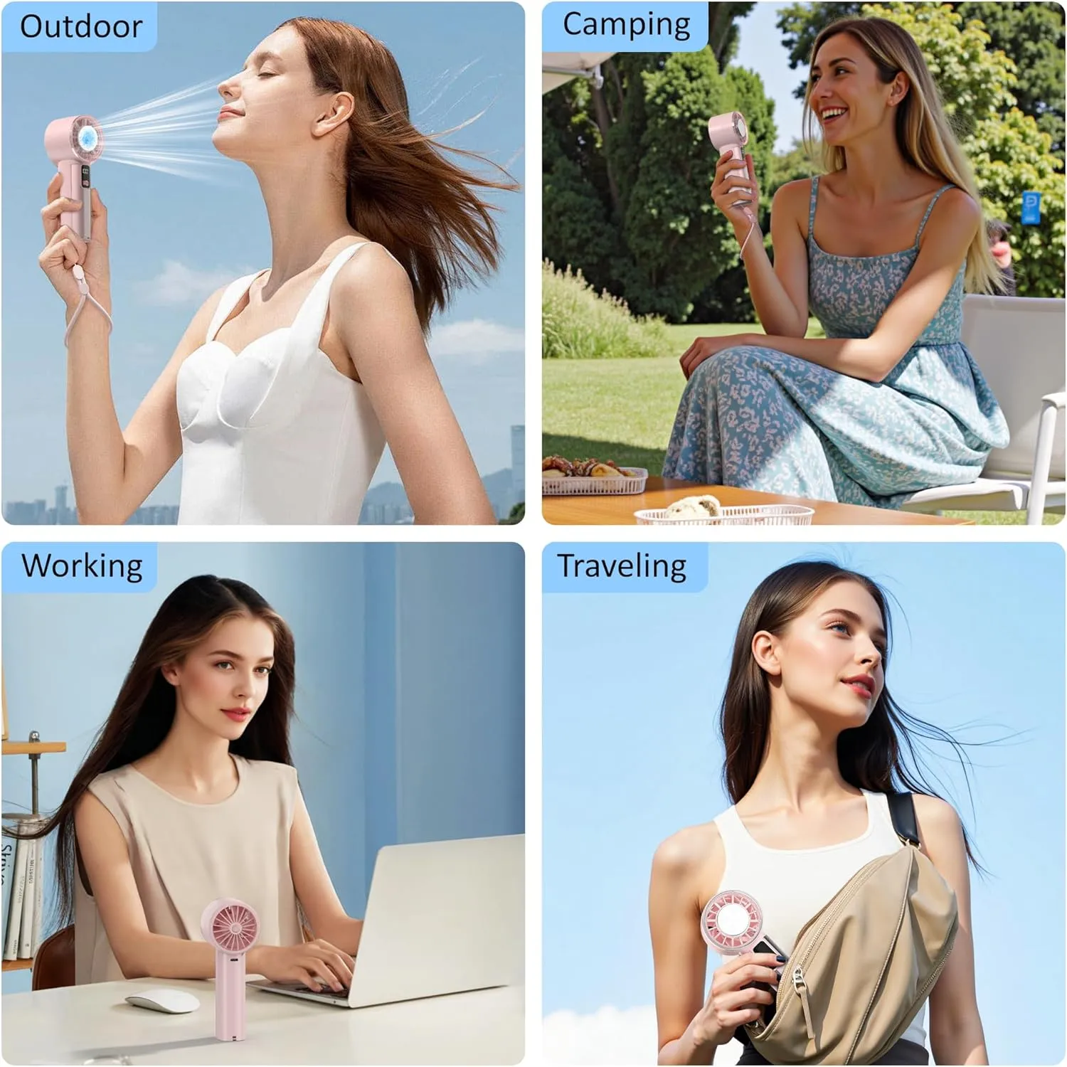 Portable Handheld Fan with Ice Cooler, 21H Max Cooling,9500RPM High Speed,100 Speeds, Small Pocket Turbo Design,Digital Display, Rechargeable Personal Handheld AC Fan for Travel Outdoor Office Commute