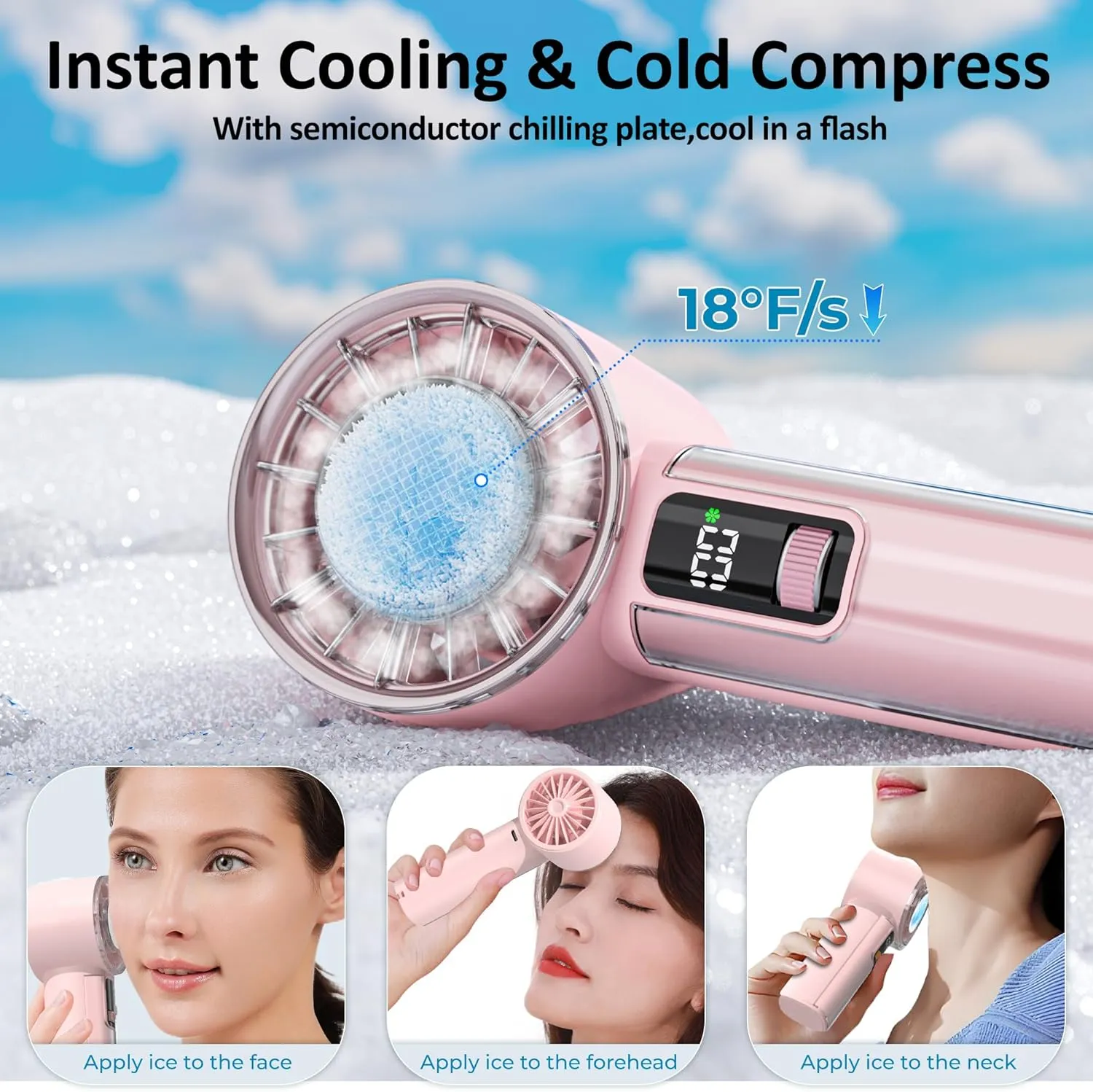 Portable Handheld Fan with Ice Cooler, 21H Max Cooling,9500RPM High Speed,100 Speeds, Small Pocket Turbo Design,Digital Display, Rechargeable Personal Handheld AC Fan for Travel Outdoor Office Commute