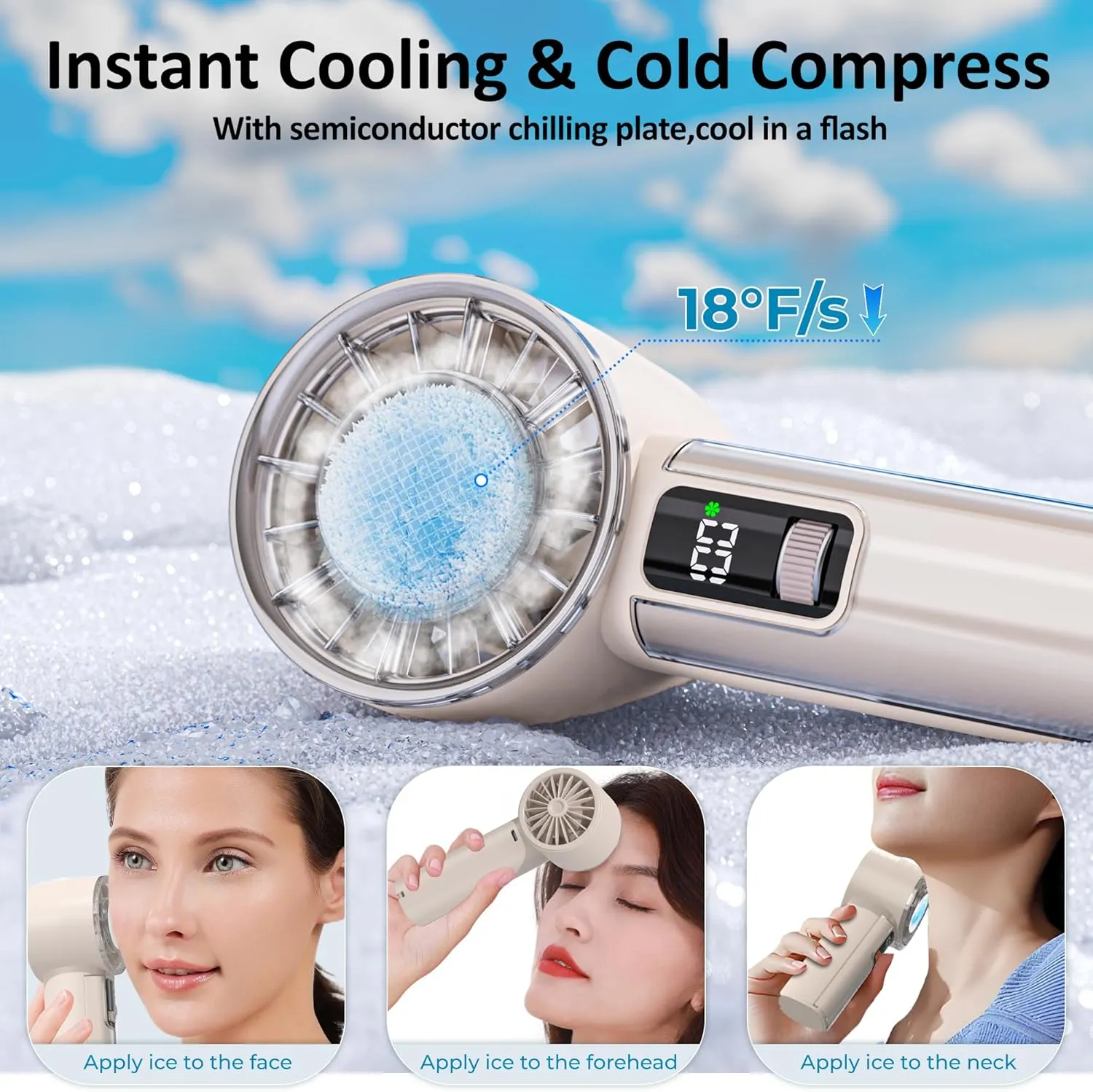 Portable Handheld Fan with Ice Cooler, 21H Max Cooling,9500RPM High Speed,100 Speeds, Small Pocket Turbo Design,Digital Display, Rechargeable Personal Handheld AC Fan for Travel Outdoor Office Commute