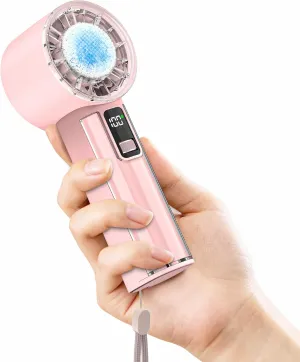 Portable Handheld Fan with Ice Cooler, 21H Max Cooling,9500RPM High Speed,100 Speeds, Small Pocket Turbo Design,Digital Display, Rechargeable Personal Handheld AC Fan for Travel Outdoor Office Commute Mini handheld fan for personal cooling