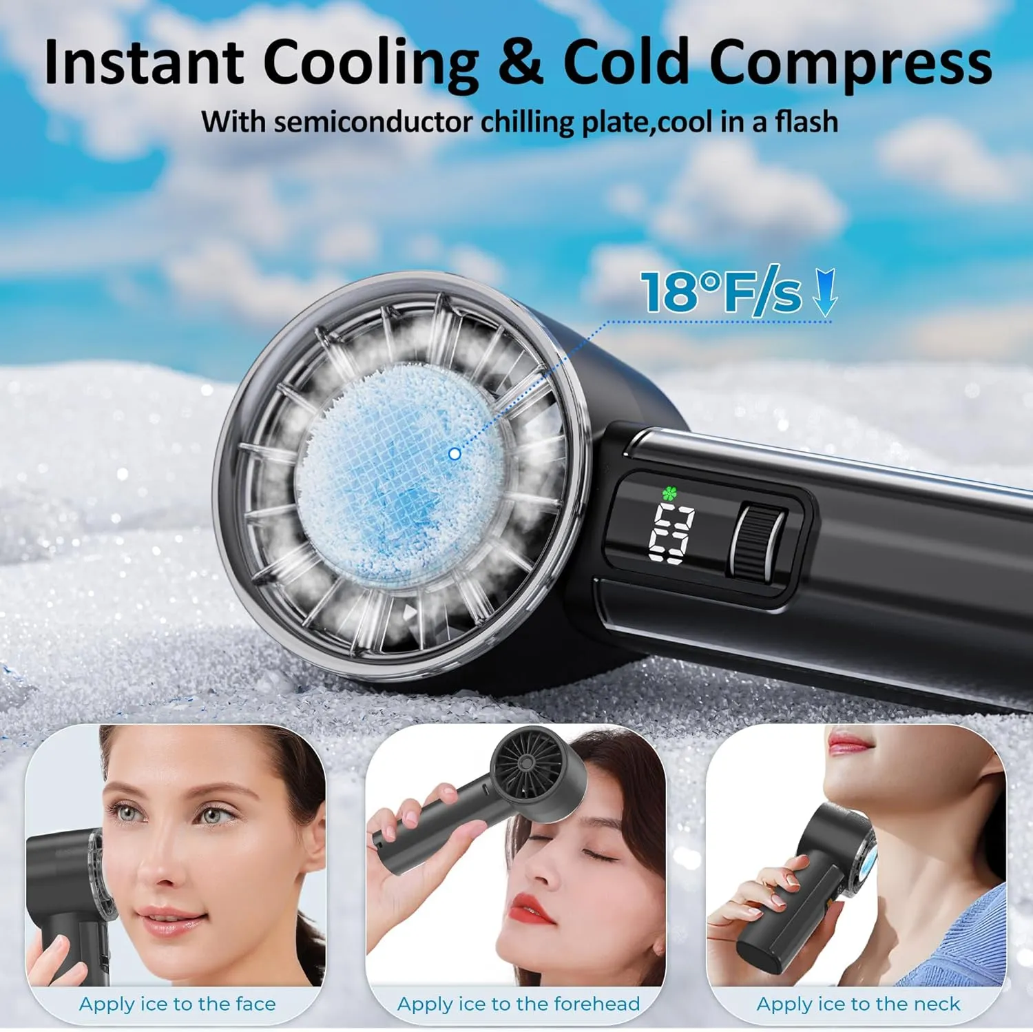 Portable Handheld Fan with Ice Cooler,21H Max Cooling,9500RPM High Speed,100 Speeds, Small Pocket Turbo Design,Digital Display, Rechargeable Personal Handheld AC Fan for Travel Outdoor Office Commute