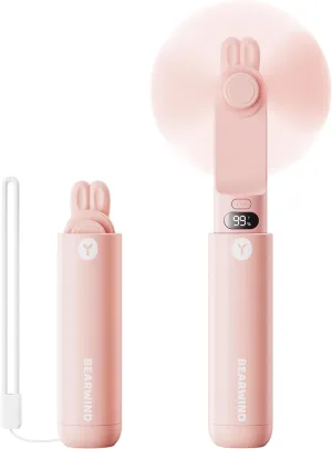 Portable Handheld Mini Fan: 2 in 1 Rechargeable Hand Held Fan with Backup Power & Digital Display - Summer Essentials for Travel, Concerts, Makeup, Lash - Gifts for Women, Girls (Pink) Mini handheld fan for personal cooling