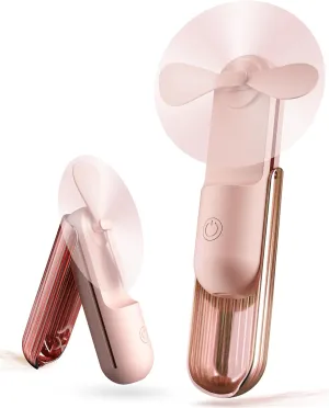 Portable Handheld Mini Fan, 3-Speed Foldable Hand Fan, USB-C 2000mAH Rechargeable Small Quiet Personal Cooler, Summer Essentials for Travel, Outdoor, Home, Ideal Gifts for Women, Pink Mini handheld fan for personal cooling