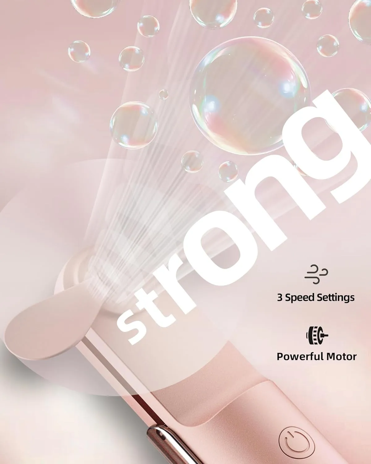 Portable Handheld Mini Fan, 3-Speed Foldable Hand Fan, USB-C 2000mAH Rechargeable Small Quiet Personal Cooler, Summer Essentials for Travel, Outdoor, Home, Ideal Gifts for Women, Pink