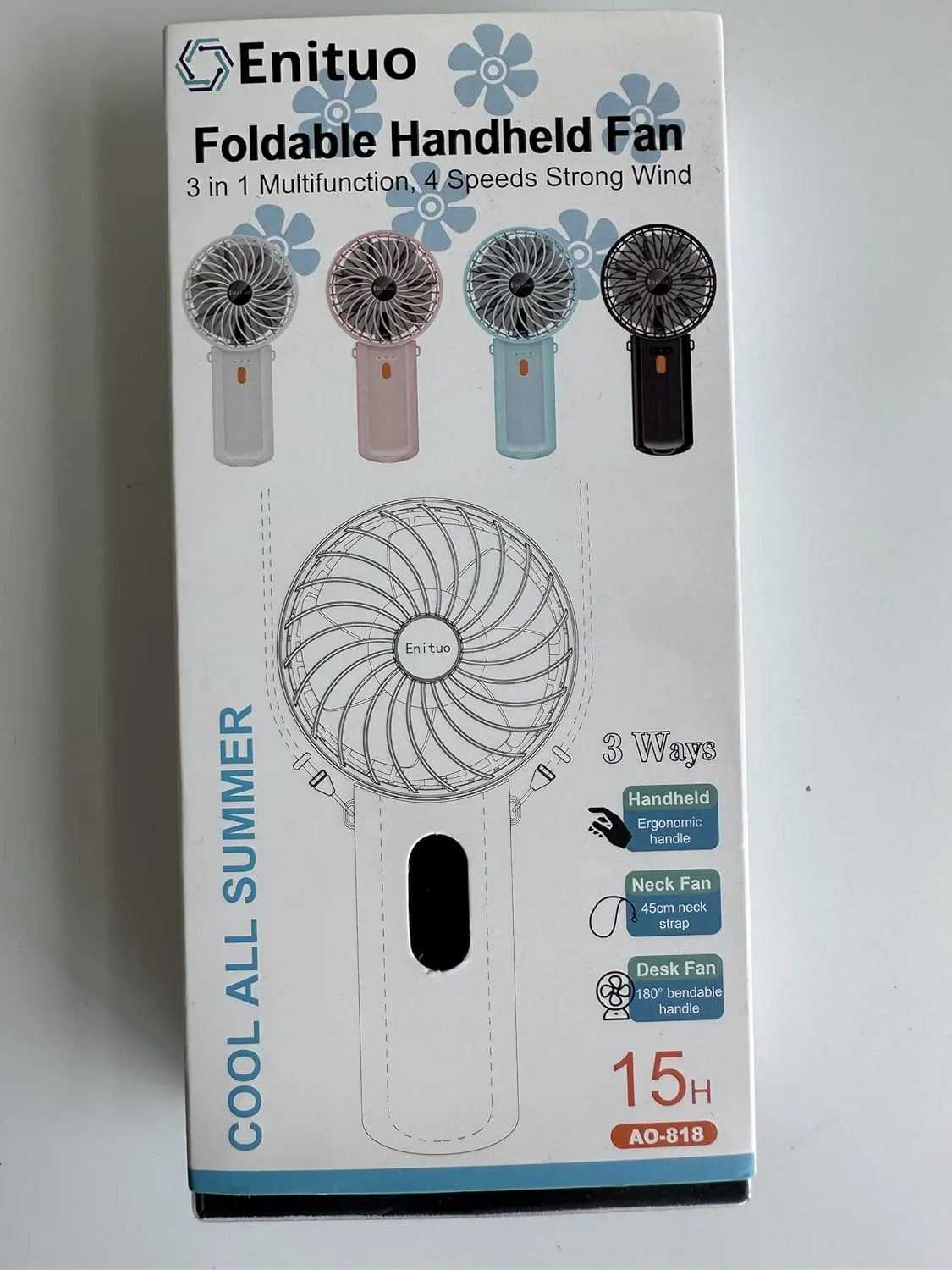 Portable Handheld Mini Fan, 6-15H Cooling Small Personal Device, 180 Foldable Desk Fan With 4 Quiet Speed, Neck Fan W/Lanyard for Kids Women Men Travel Outdoor Office, Black