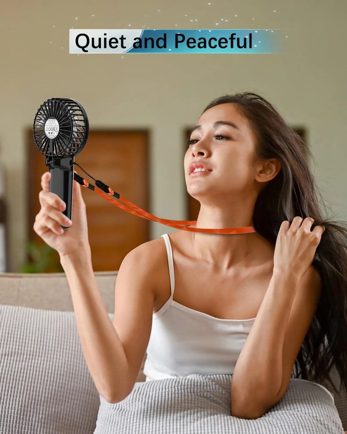 Portable Handheld Mini Fan, 6-15H Cooling Small Personal Device, 180 Foldable Desk Fan With 4 Quiet Speed, Neck Fan W/Lanyard for Kids Women Men Travel Outdoor Office, Black