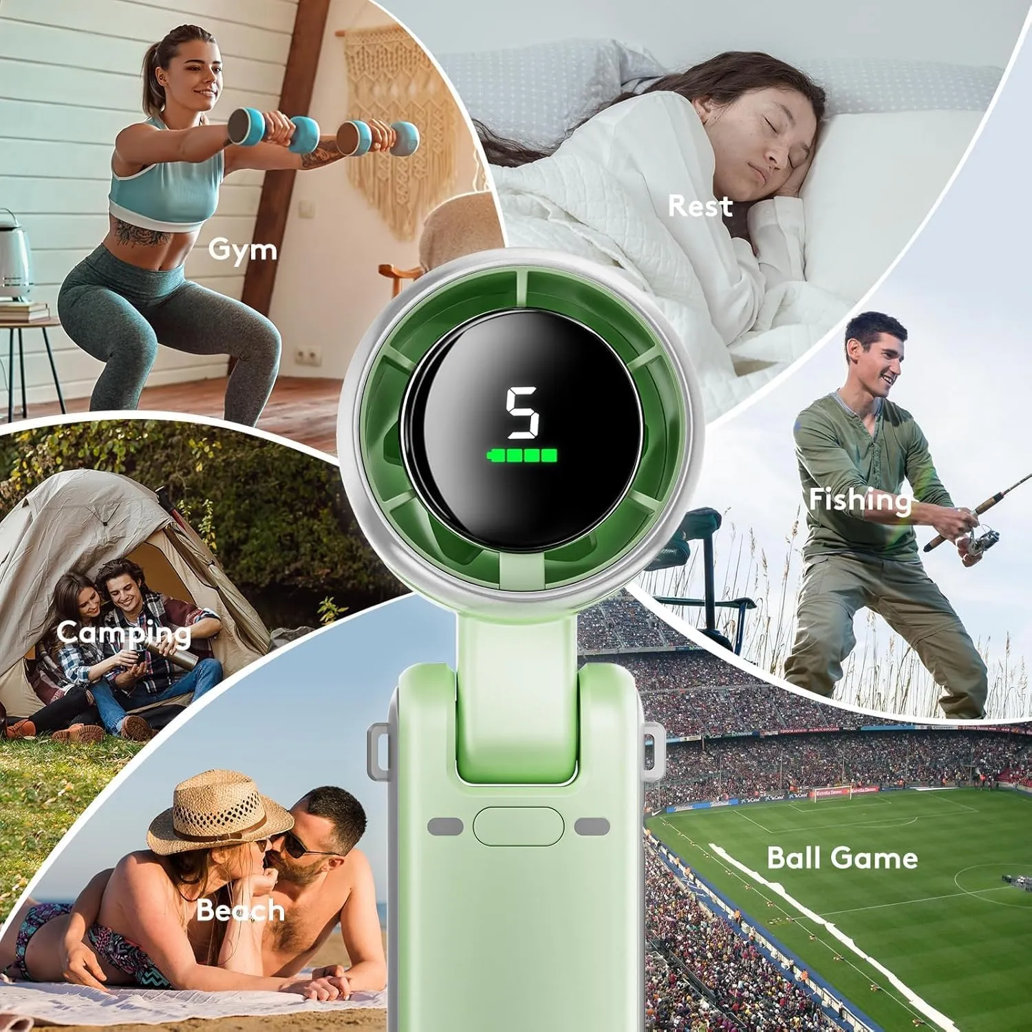 Portable Handheld Mini Fan, Foldable Powerful Winds Turbo Fan, 10000mAh Battery & 50000RPM Speed, USB Rechargeable Personal Fans with 5 Speed, Digital Display For Women Men Travel Camping Outdoor