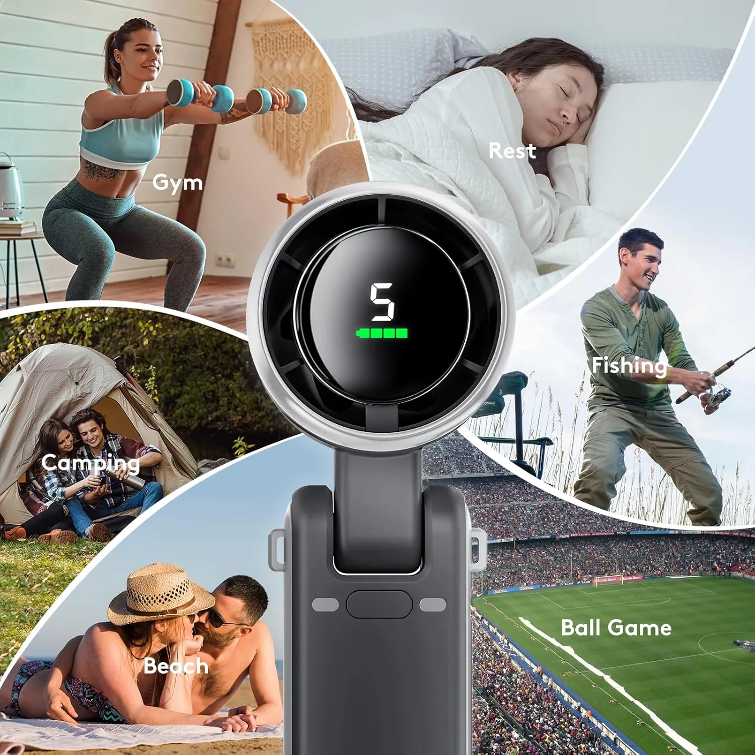 Portable Handheld Mini Fan, Foldable Powerful Winds Turbo Fans, 10000mAh Battery & 50000RPM Speed, USB Rechargeable Personal Fan with 5 Speed, Digital Display For Women Men Travel Camping Outdoor