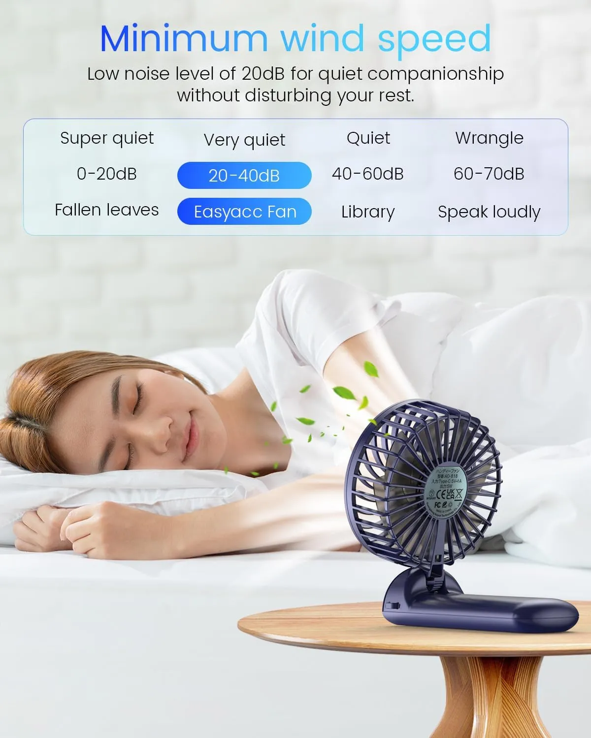 Portable Handheld Mini Fan Rechargeable: Small Hand Personal Foldable Fans 180 Adjustable 4 Speed Wind Cooling Air Blow for Travel Face lash Indoor Outdoor Office Camping Household Women Men Kid Blue