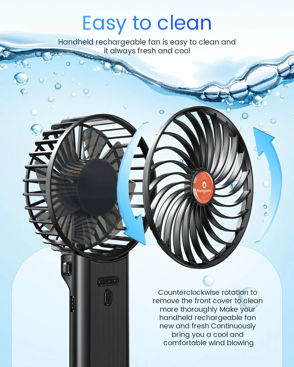 Portable Handheld Mini Fan Rechargeable: Small Hand Personal Foldable Fans 180 Adjustable 4 Speed Wind Cooling Air for Travel Face lash Indoor Outdoor Office Camping Household Women Men Kid Black