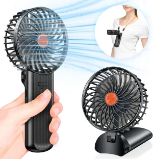 Portable Handheld Mini Fan Rechargeable: Small Hand Personal Foldable Fans 180 Adjustable 4 Speed Wind Cooling Air for Travel Face lash Indoor Outdoor Office Camping Household Women Men Kid Black Mini handheld fan for personal cooling
