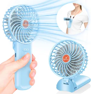 Portable Handheld Mini Fan Rechargeable: Small Hand Personal Foldable Fans 180 Adjustable 4 Speed Wind Cooling Air for Travel Face lash Indoor Outdoor Office Camping Household Women Men Kid Sky Blue Mini handheld fan for personal cooling