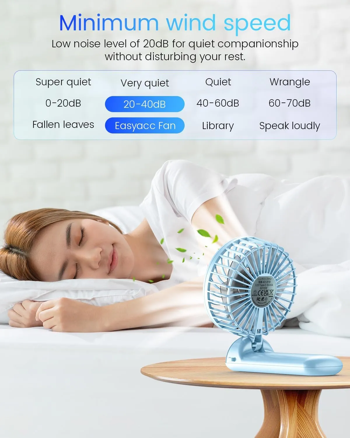 Portable Handheld Mini Fan Rechargeable: Small Hand Personal Foldable Fans 180 Adjustable 4 Speed Wind Cooling Air for Travel Face lash Indoor Outdoor Office Camping Household Women Men Kid Sky Blue