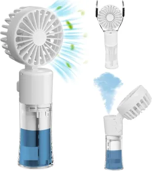 Portable Handheld Misting FanRechargeable Battery OperatedWater FanMist FansFoldable4 SpeedsMini Personal Cooling Fans for Outdoor,Travel, Makeup, Home, Office, Camping (White) Mini handheld fan for personal cooling