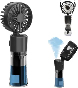 Portable Handheld Misting FanRechargeable Battery OperatedWater FanMist FansFoldable4 SpeedsMini Personal Cooling Fans for Outdoor,Travel, Makeup, Home, Office, Camping(Black) Mini handheld fan for personal cooling