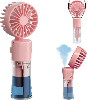 Portable Handheld Misting FanRechargeable Battery OperatedWater FanMist FansFoldable4 SpeedsMini Personal Cooling Fans for Outdoor,Travel, Makeup, Home, Office, Camping(Pink) Mini handheld fan for personal cooling
