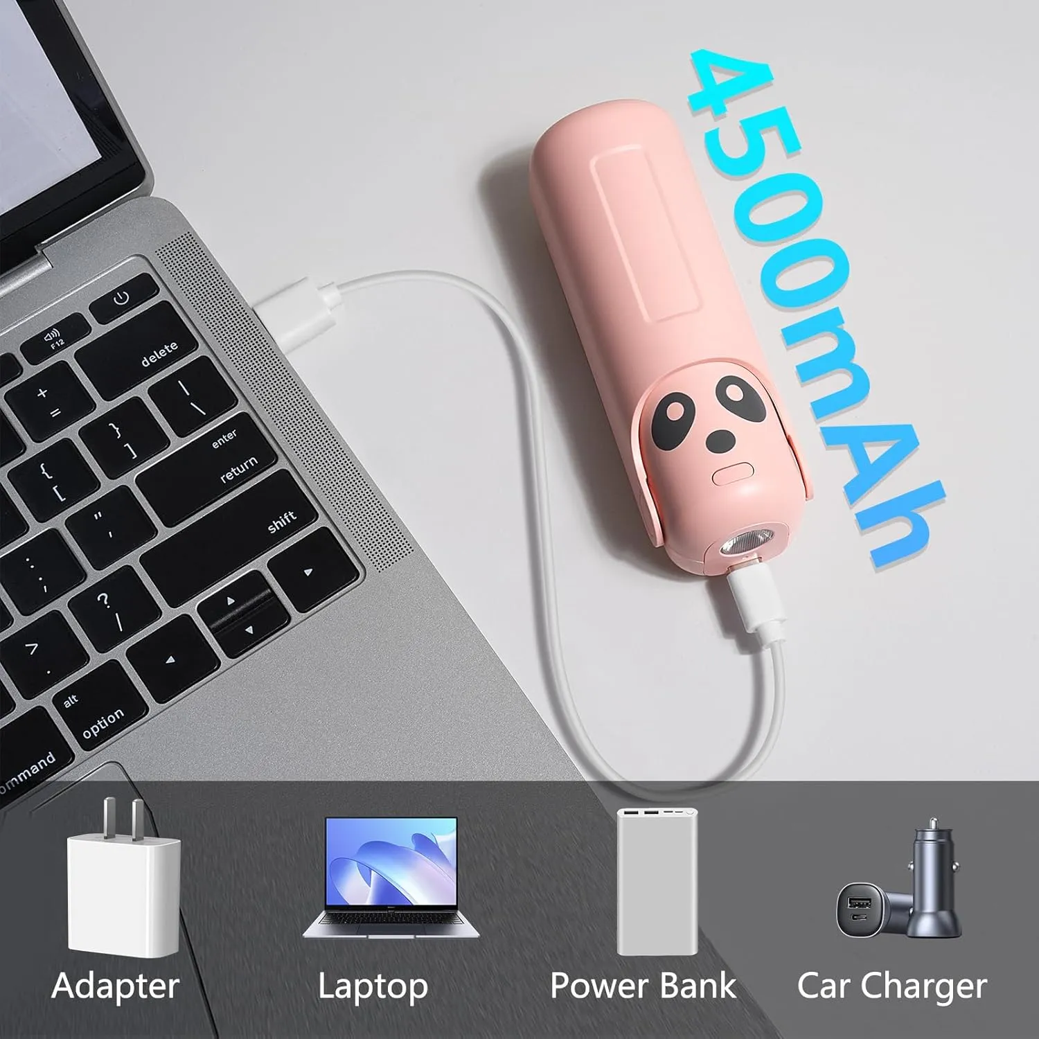 Portable Handheld Personal Fan, 4 IN 1 USB-C Rechargeable Mini Eyelash Fans with 4500mAh Battery [26H Runtime], Flashlight, Lanyard for Disney World,TravelSummerConcerts, Pink