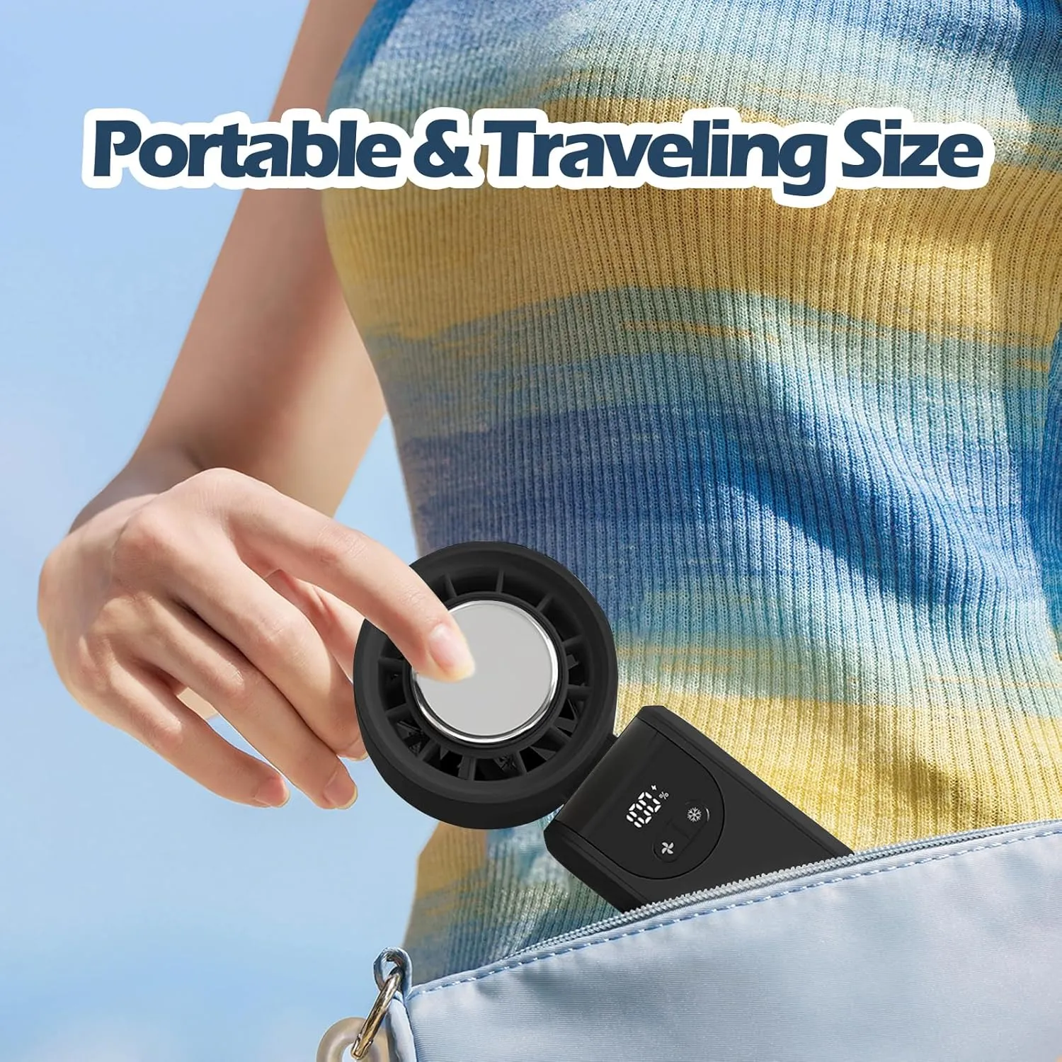 Portable Handheld Turbo Fan, 2025Upgraded Foldable Mini Personal Fan, Rechargeable 3-IN-1 Hand/Desk/Neck Fan Cooling Ice Fan,Travel Essentials Gifts for Women,Men, 12Hrs, 5000mAh, 100 Speeds