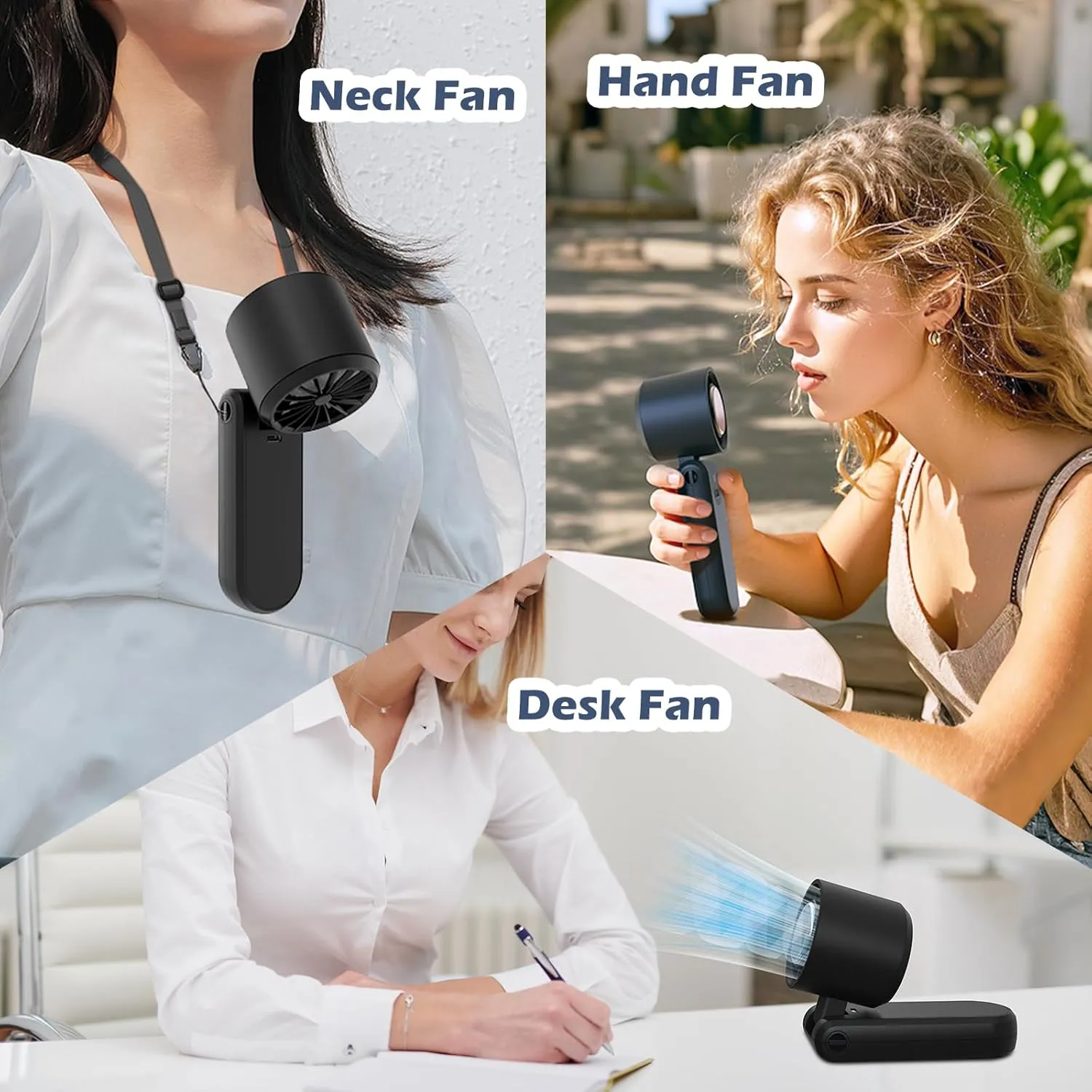 Portable Handheld Turbo Fan, 2025Upgraded Foldable Mini Personal Fan, Rechargeable 3-IN-1 Hand/Desk/Neck Fan Cooling Ice Fan,Travel Essentials Gifts for Women,Men, 12Hrs, 5000mAh, 100 Speeds
