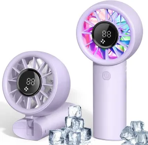 Portable Handheld Turbo Fan, 5000mAh High Speed Rechargeable Personal Hand Fan, Portable Mini Fans with Dual-Channel Tech & Night Light, 3 IN 1 Pocket Fans Travel Fann for Outdoor/Indoor Activities Mini handheld fan for personal cooling