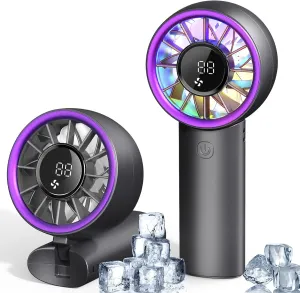Portable Handheld Turbo Fan, 5000mAh High Speed Rechargeable Personal Hand Fan, Portable Mini Fans with Dual-Channel Tech & Night Light, 3 IN 1 Pocket Fans Travel Fann for Outdoor/Indoor Activities Mini handheld fan for personal cooling