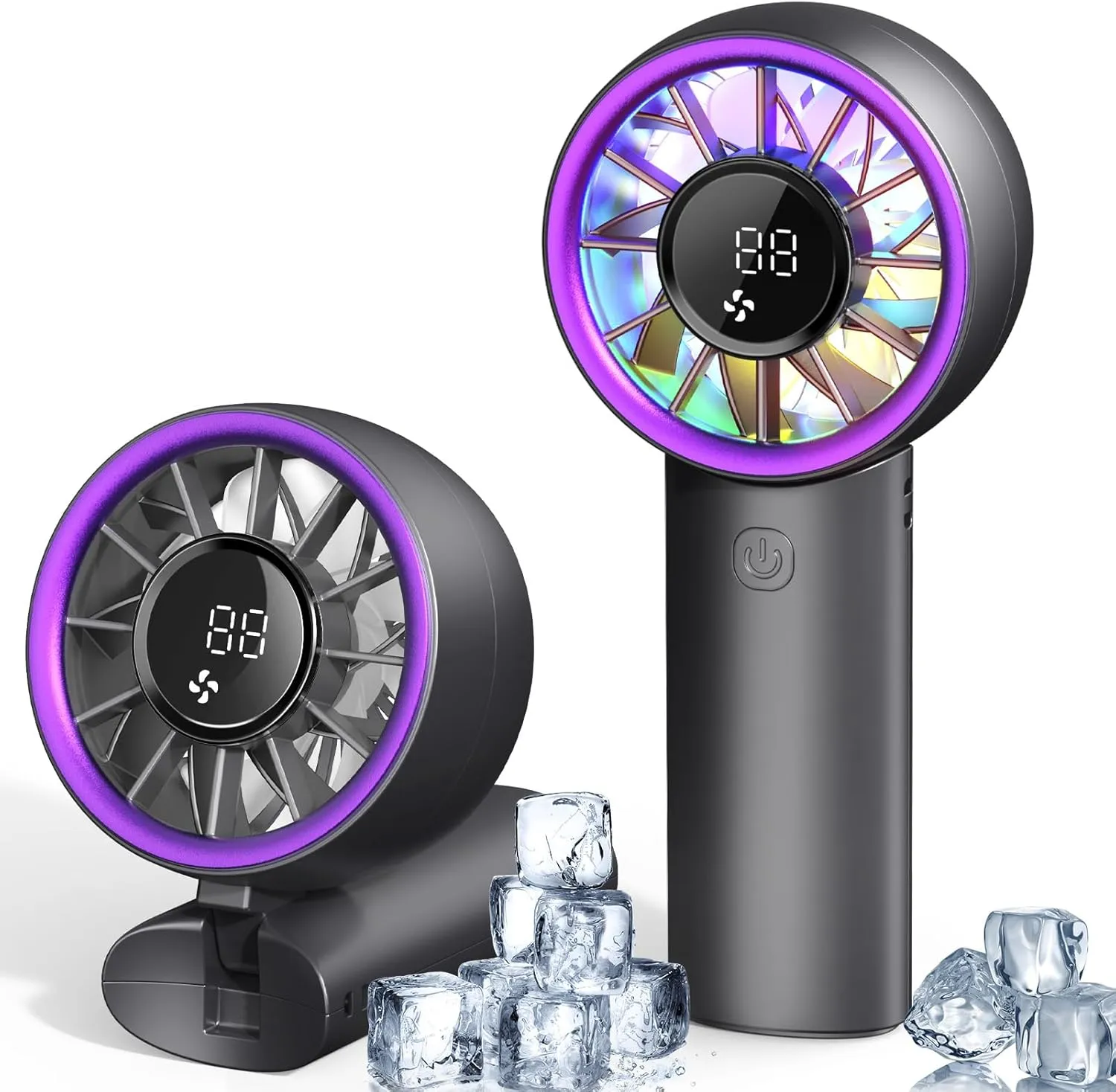 Portable Handheld Turbo Fan, 5000mAh High Speed Rechargeable Personal Hand Fan, Portable Mini Fans with Dual-Channel Tech & Night Light, 3 IN 1 Pocket Fans Travel Fann for Outdoor/Indoor Activities Mini handheld fan for personal cooling