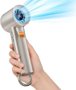 Portable Handheld Turbo Fan for Outdoor - 5000mah Mini Handheld Personal Pocket Fan for Powerful Airflow Wind - 20Hrs,100 Speeds Adjustable - Digital Display,Gifts for Travel,Outdoor Activites,Camping Mini handheld fan for personal cooling