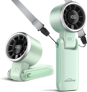 Portable Handheld Turbo Fan: Mini Fans with 5 Gear Wind, 4000mAh Battery Operated Rechargeable, Up to 12 Working Hours, 3 IN 1 Hand Fans for Outdoor, Travel, Working, Shopping (Green) Mini handheld fan for personal cooling
