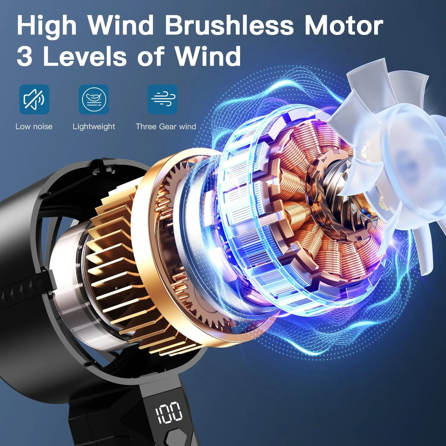 Portable Handheld Turbo Fan, Personal Mini Fan with Digital Display, 3 Wind Speeds 3000mAh Battery USB Rechargeable Hand Held Fans for Makeup, Home, Office, Travel, Outdoor Gift for Men Women(Black)