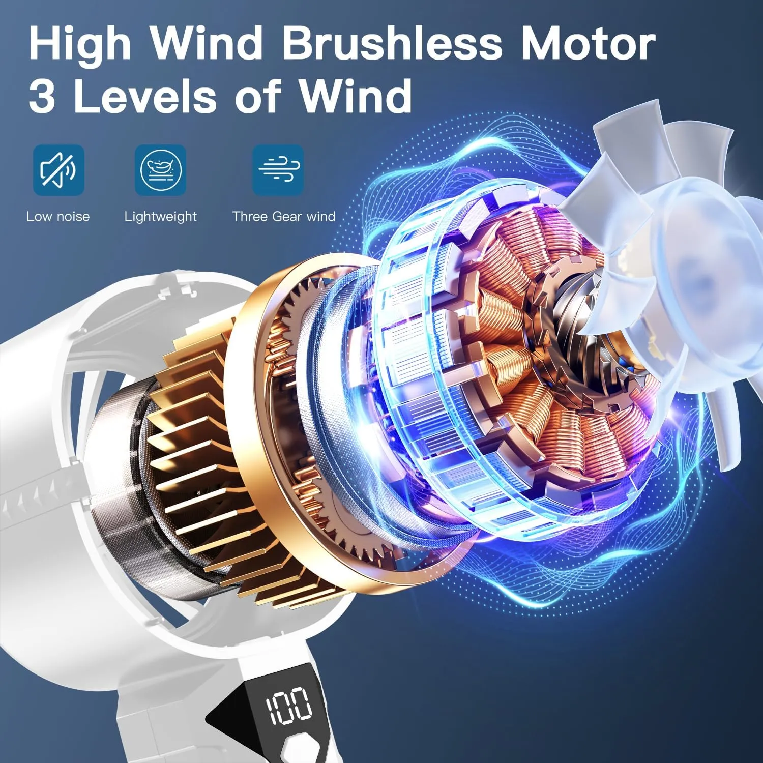 Portable Handheld Turbo Fan, Personal Mini Fans with Digital Display, 3 Wind Speeds, 3000mAh Battery USB Rechargeable Hand Held Fans for Makeup, Home, Office, Travel, Outdoor Gift for Women Men(White)
