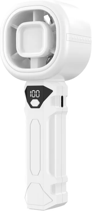 Portable Handheld Turbo Fan, Personal Mini Fans with Digital Display, 3 Wind Speeds, 3000mAh Battery USB Rechargeable Hand Held Fans for Makeup, Home, Office, Travel, Outdoor Gift for Women Men(White) Mini handheld fan for personal cooling