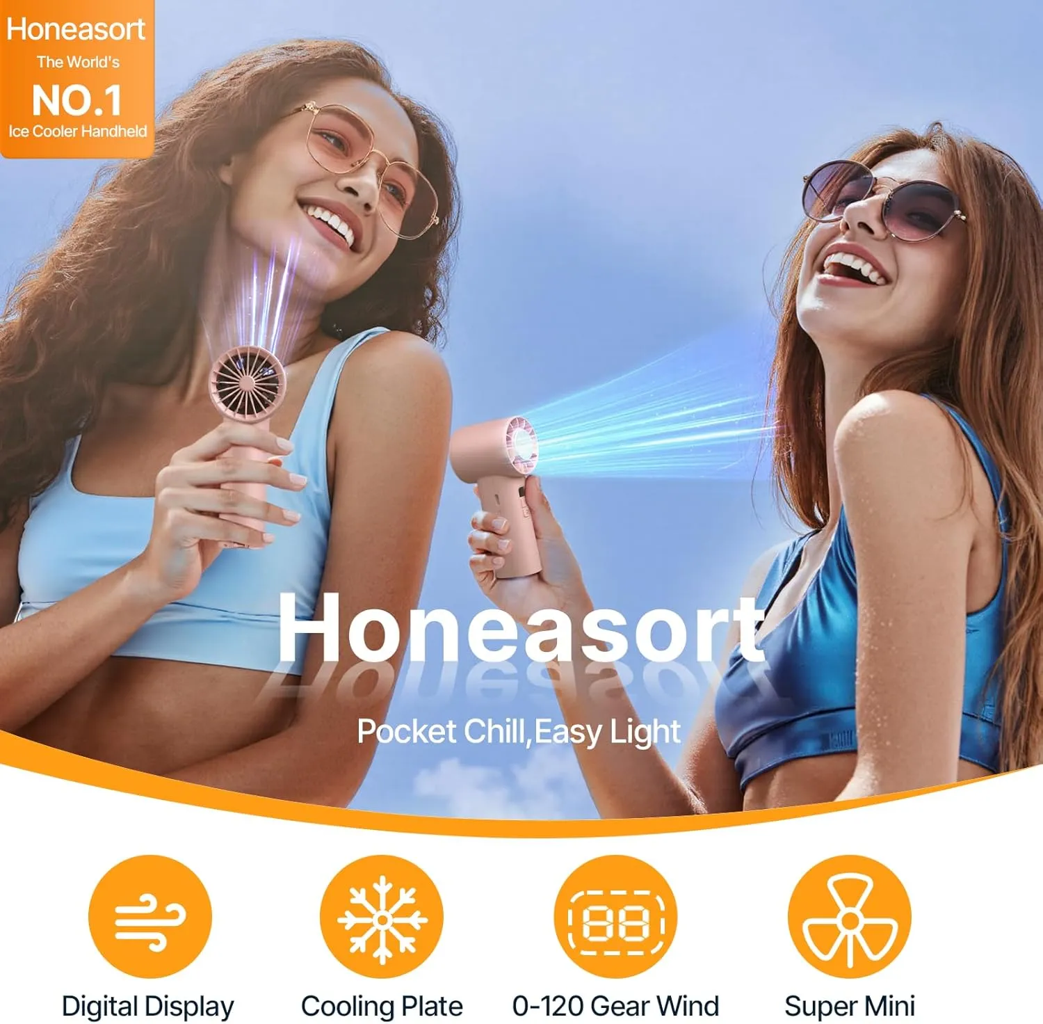 Portable Handheld Turbo Fan | Speed(1-120) Adjustable Mini Fan featuring Cooling Mode | 5000 mAh Rechargeable Battery | Metal Body & LED Display | Gifts for Men Women, Camping & Outdoor