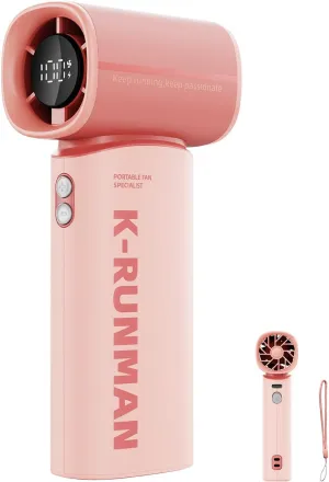 Portable Handheld Turbo Fan,100 Speeds Adjustable Mini Personal Fan, 4000mAh USB Rechargeable Battery Operated, LED Display,Gifts for Women Men Travel/Camping/Outdoor (Pink) Mini handheld fan for personal cooling