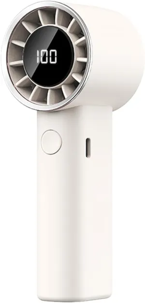 Portable Handheld Turbo Fan,Adjustable Mini Personal Fan, USB-C Rechargeable Battery Operated, Digital Display, Ultra-Quiet & Durable for Travel, Office, Gym, Outdoor (ABS Resin Exterior, Beige) Mini handheld fan for personal cooling