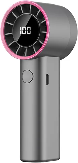 Portable Handheld Turbo Fan,Adjustable Mini Personal Fan, USB-C Rechargeable Battery Operated, Digital Display, Ultra-Quiet & Durable for Travel, Office, Gym, Outdoor (ABS Resin Exterior, Black) Mini handheld fan for personal cooling