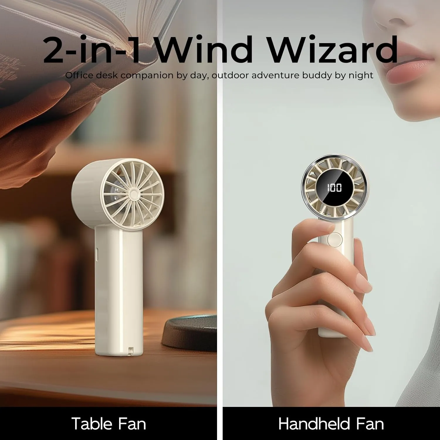 Portable Handheld Turbo Fan,Adjustable Mini Personal Fan, USB-C Rechargeable Battery Operated, Digital Display, Ultra-Quiet & Durable for Travel, Office, Gym, Outdoor (ABS Resin Exterior, Pink 1)